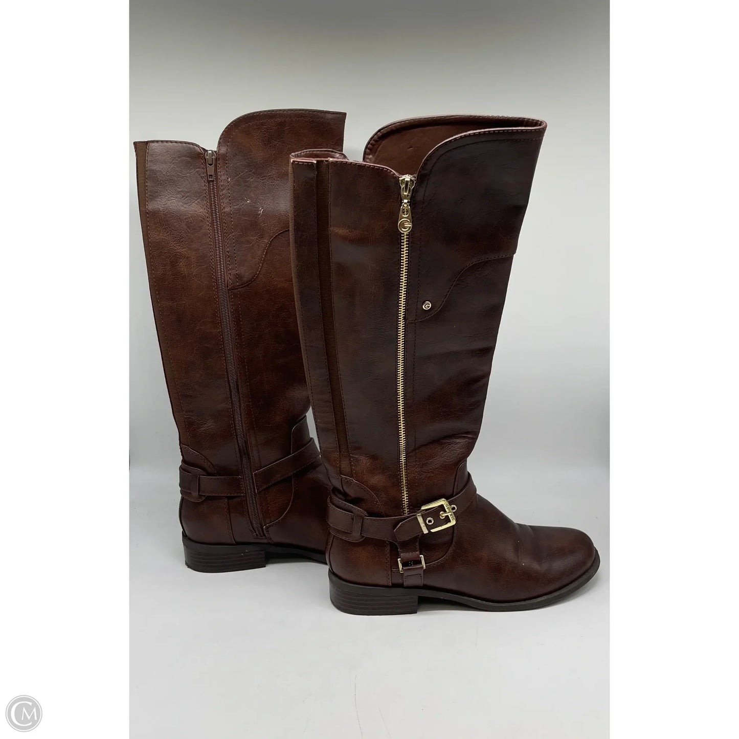 Boots Mid-calf Heels By Guess In Brown, Size: 10