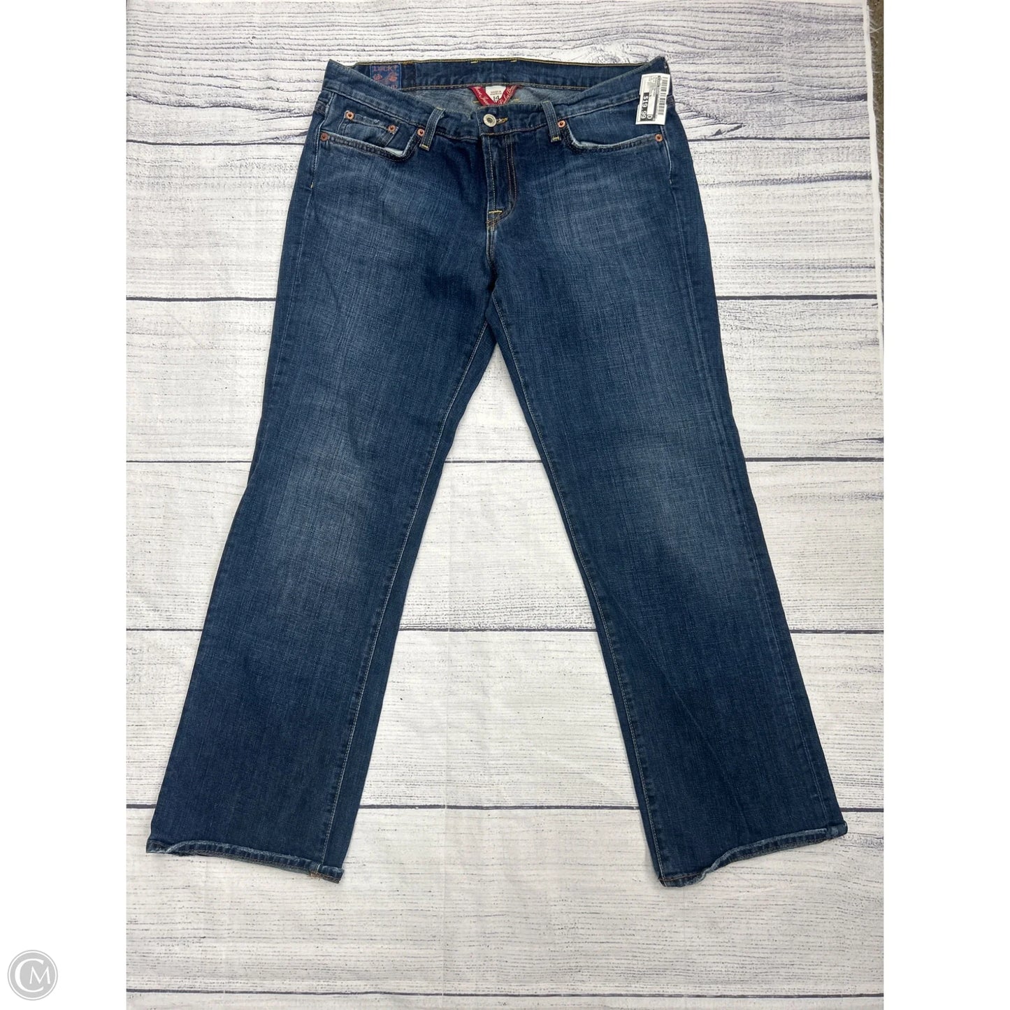 Jeans Straight By Lucky Brand In Blue Denim, Size: 14