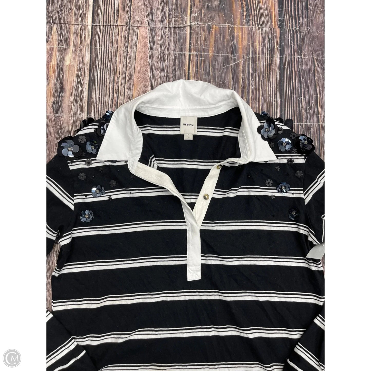 Top Long Sleeve By Maeve In Black, Size: M