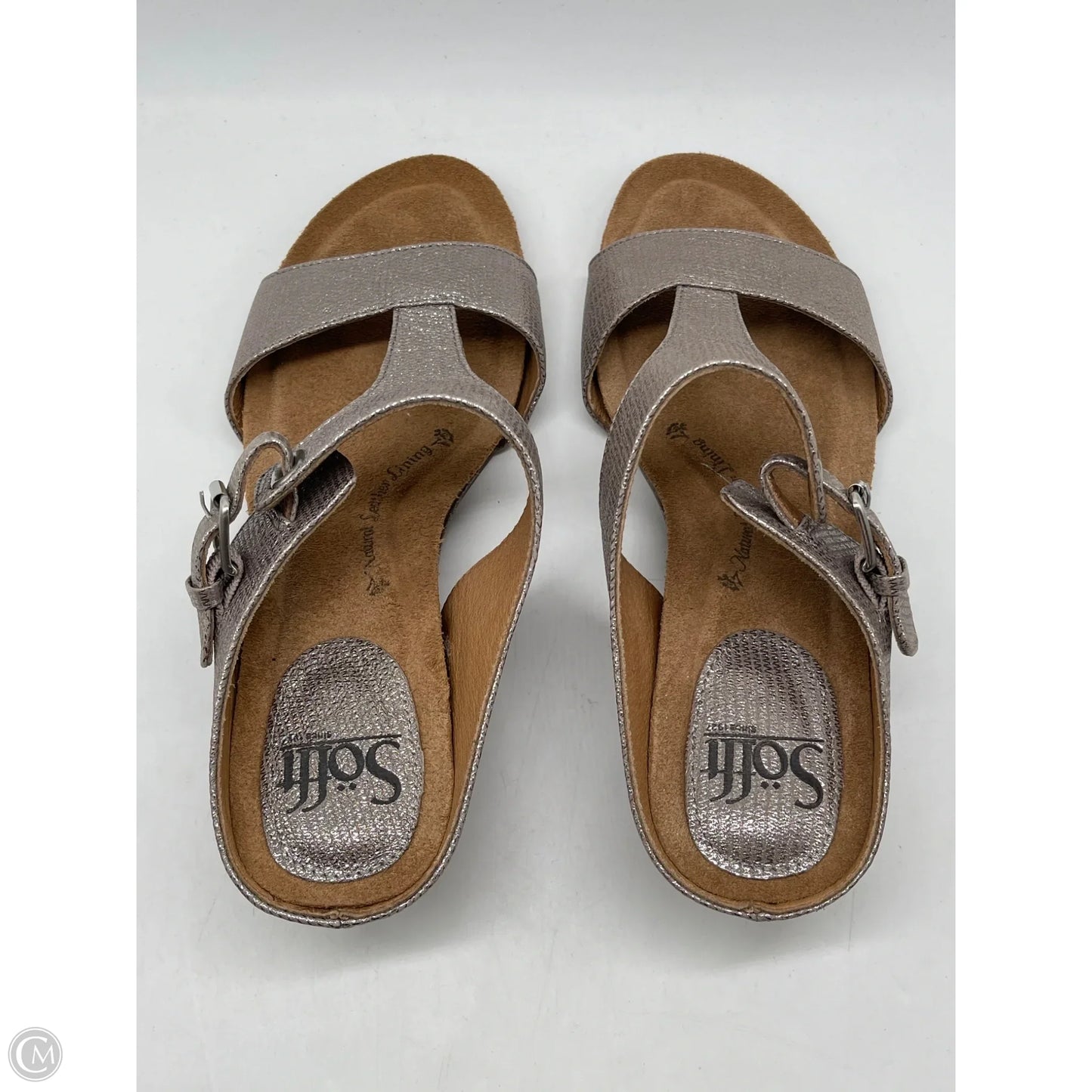 Sandals Heels Wedge By Sofft In Grey, Size: 7.5