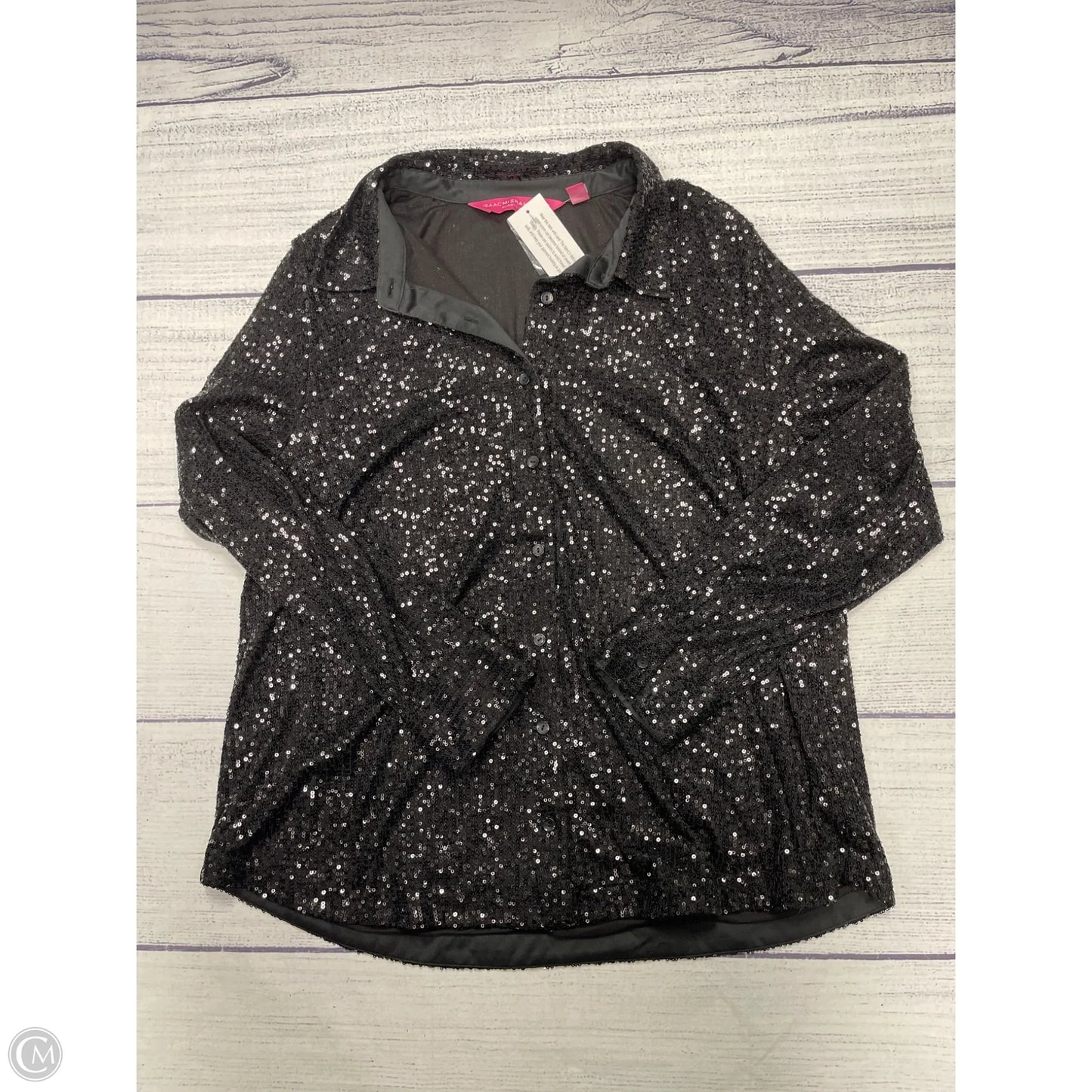 Top Long Sleeve By Isaac Mizrahi Live Qvc In Black, Size: L