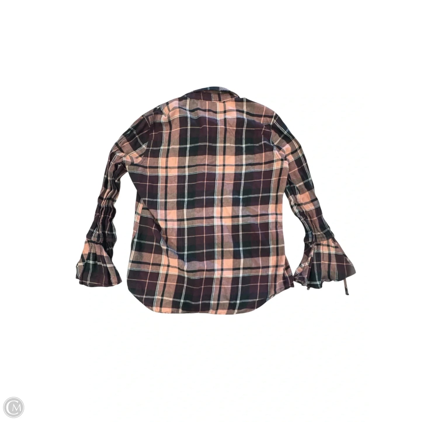 Blouse Long Sleeve By Beachlunchlounge In Plaid Pattern, Size: S