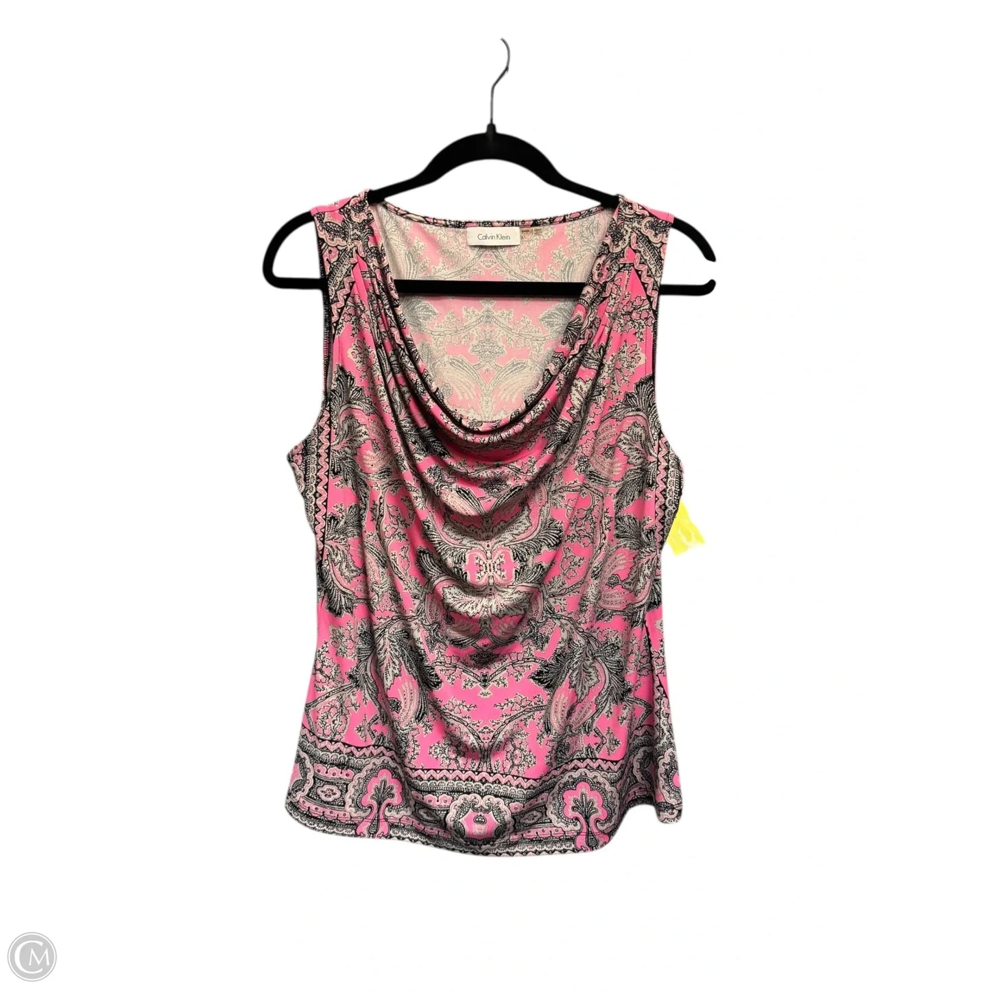 Blouse Sleeveless By Calvin Klein In Black & Pink, Size: Xl