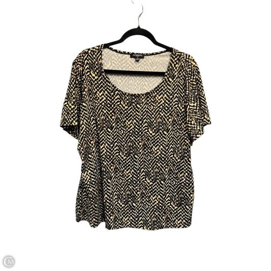 Top Short Sleeve By Notations In Black & Gold, Size: 1x