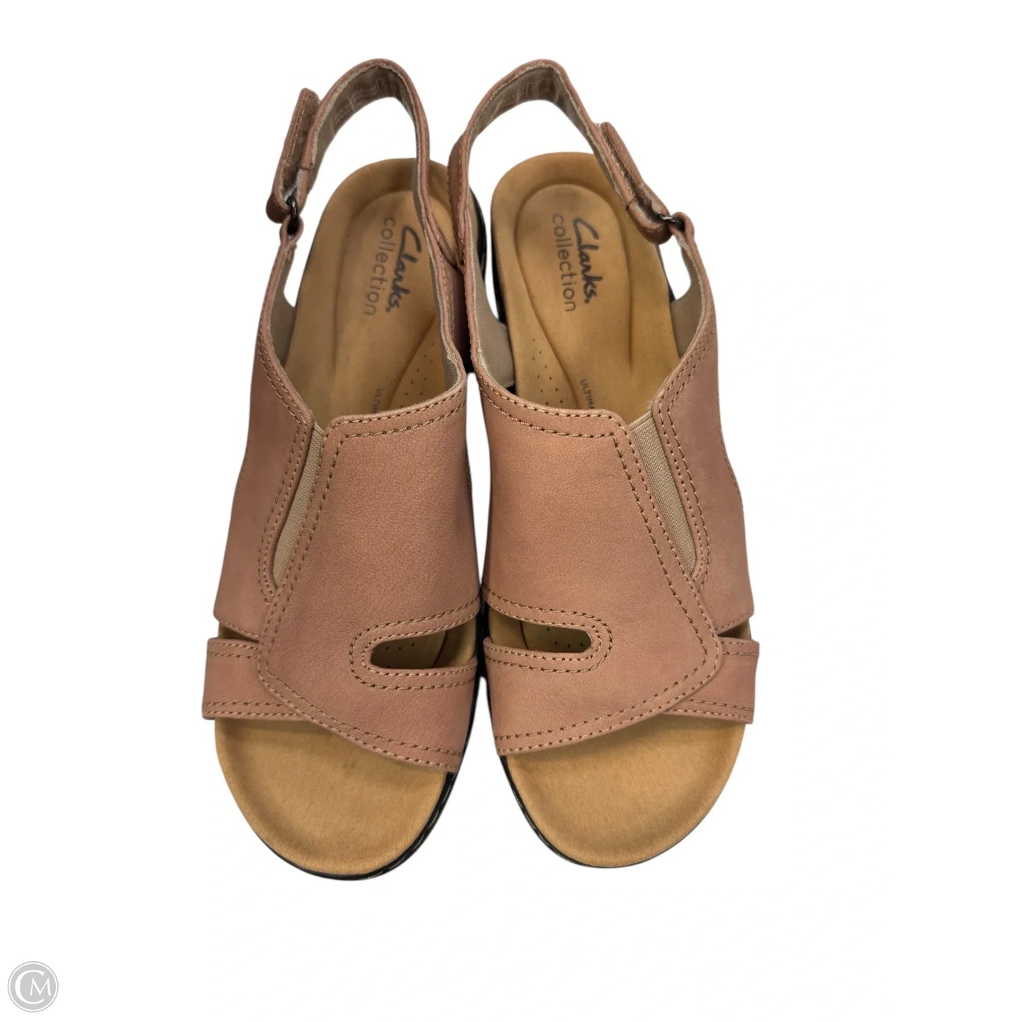 Sandals Heels Wedge By Clarks In Tan, Size: 9