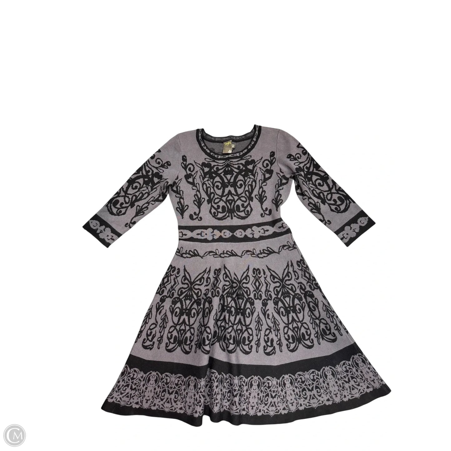 Dress Casual Midi By Taylor In Black & Grey, Size: 10