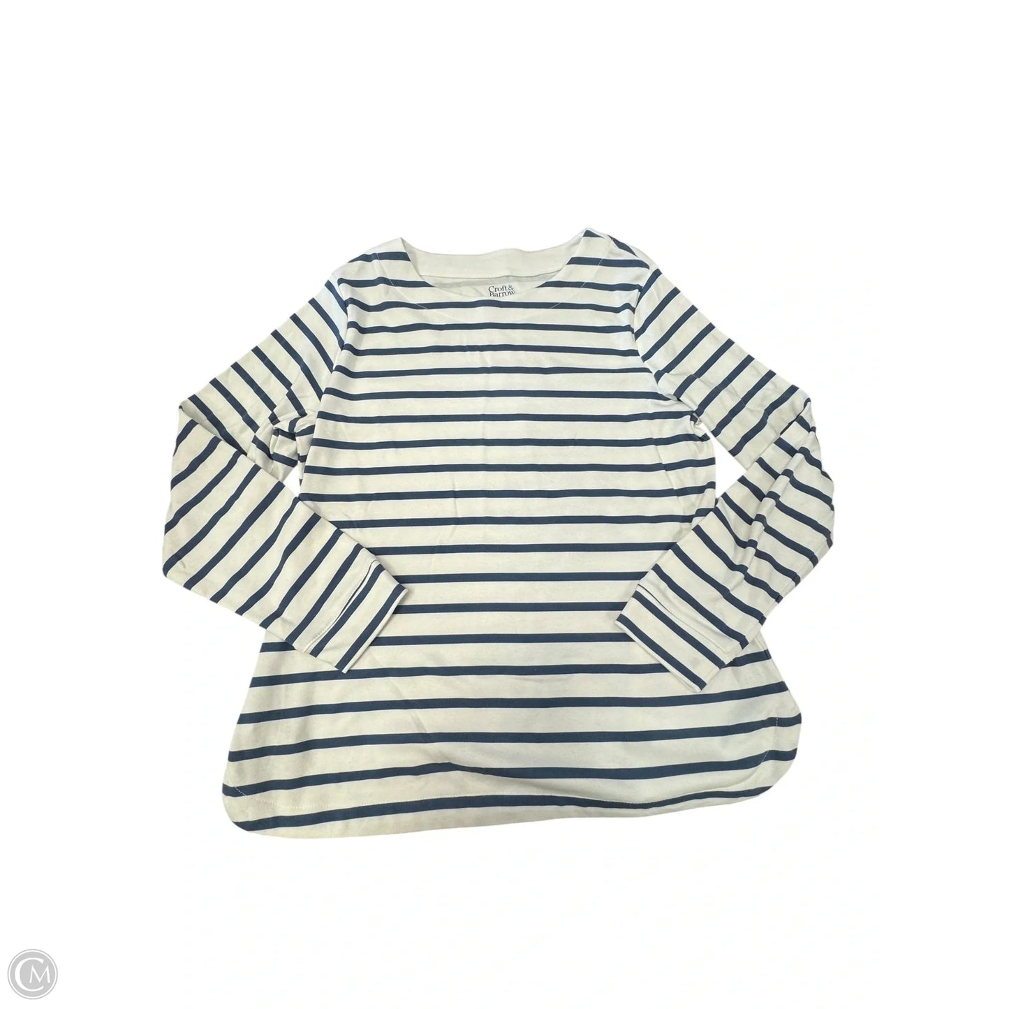 Top Long Sleeve By Croft And Barrow In Blue & White, Size: L