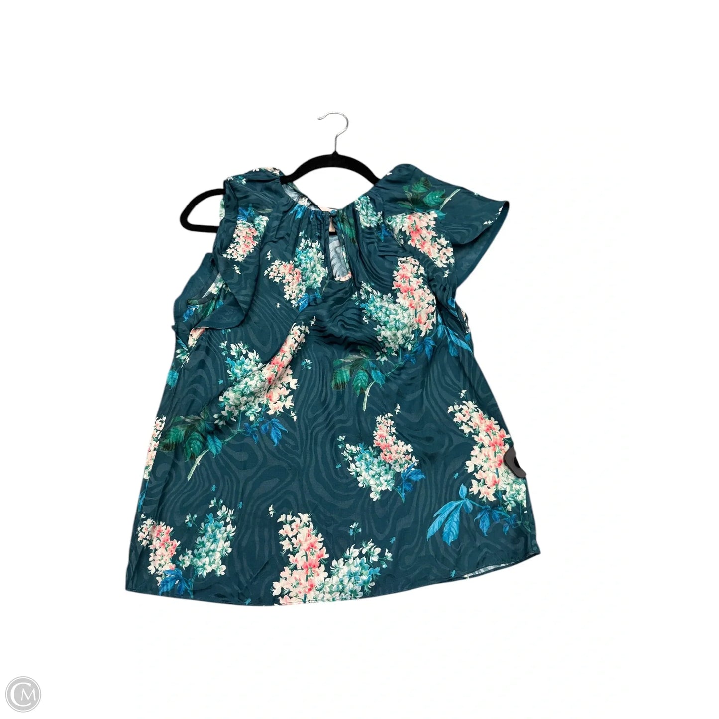 Blouse Short Sleeve By Rebecca Taylor In Teal, Size: M