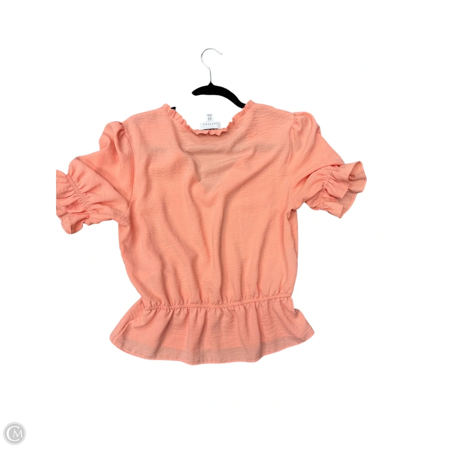 Blouse Short Sleeve By Topshop In Peach, Size: M