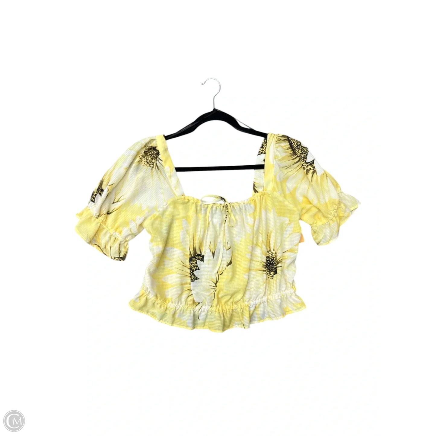 Blouse Short Sleeve By H&m In Yellow, Size: L