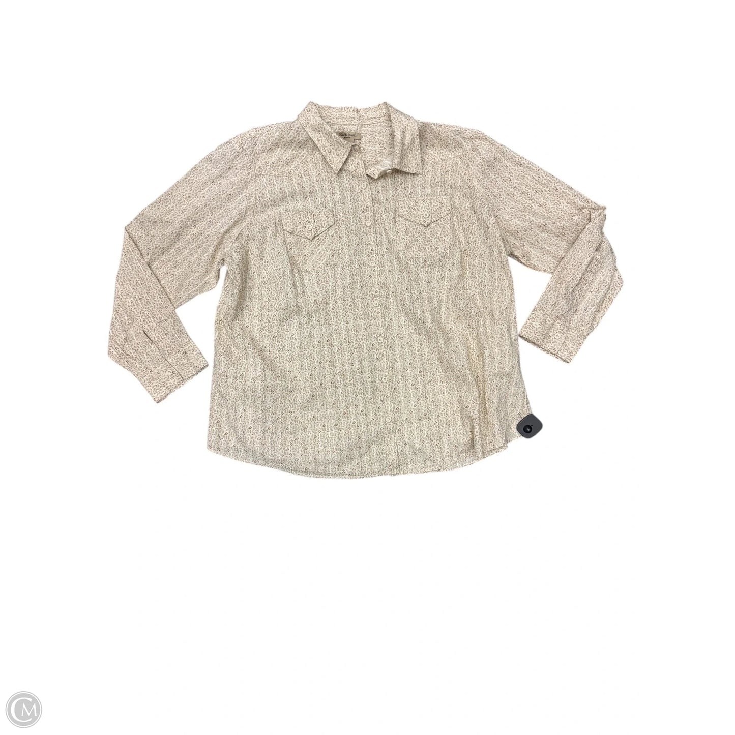 Blouse Long Sleeve By Ruff Hewn In Tan, Size: 3x