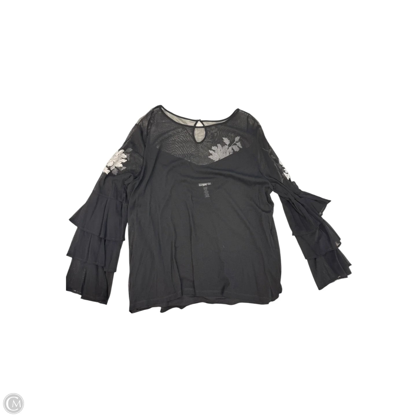 Blouse 3/4 Sleeve By Inc In Black, Size: 2x