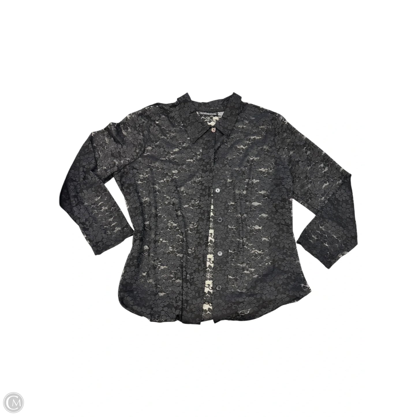Blouse Long Sleeve By Impressions In Black, Size: 2x