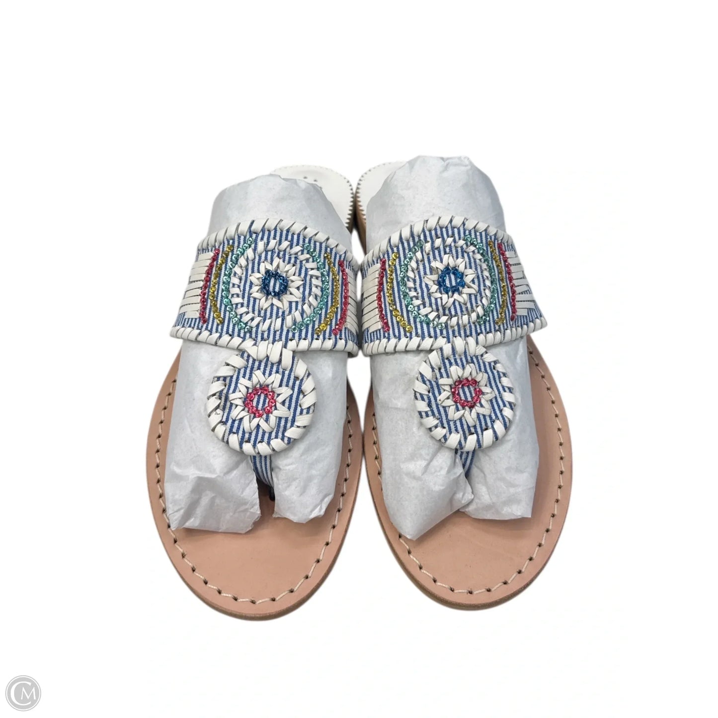 Sandals Flats By Jack Rogers In Blue & White, Size: 6.5
