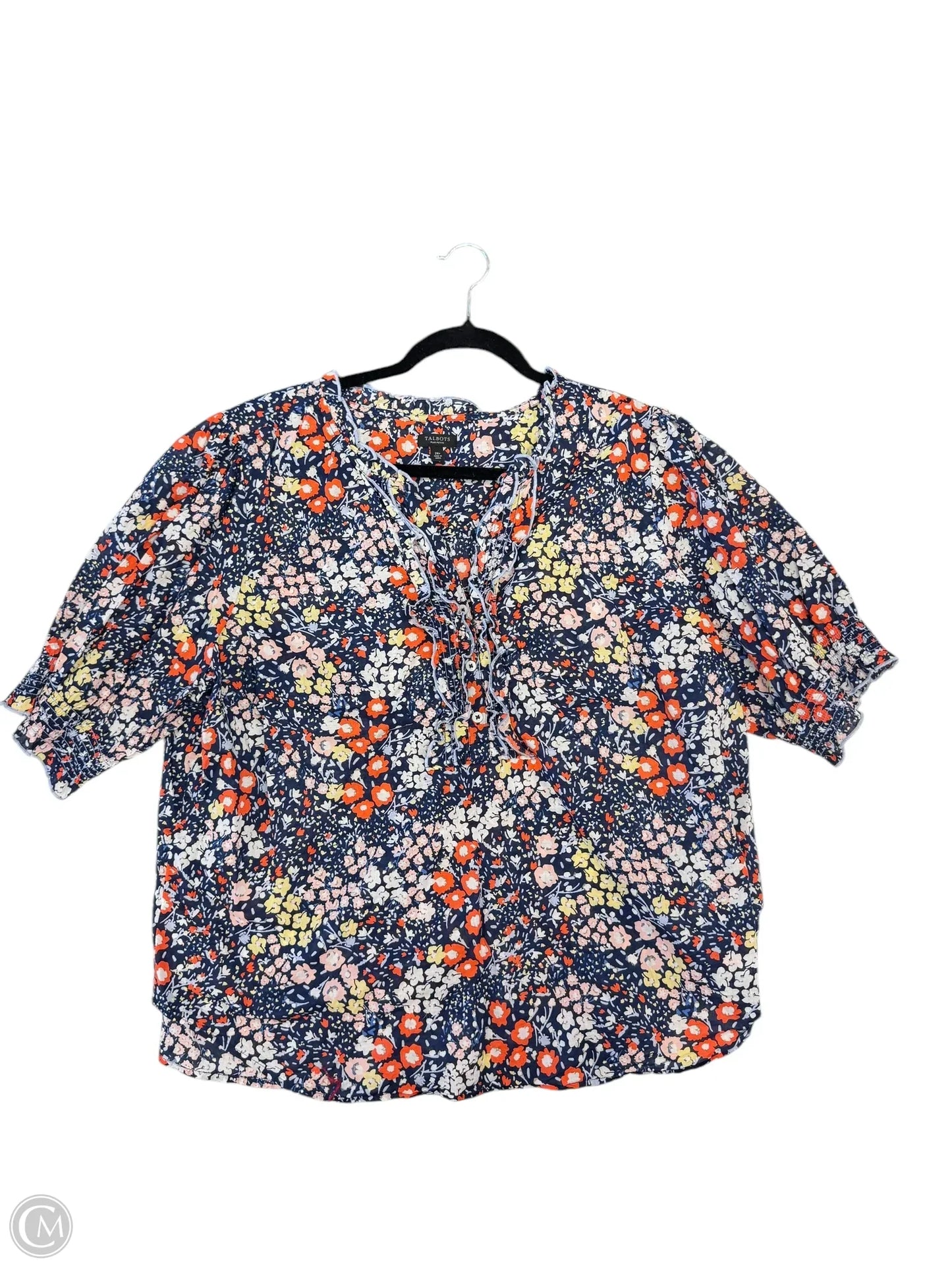Blouse Short Sleeve By Talbots In Floral Print, Size: 2x