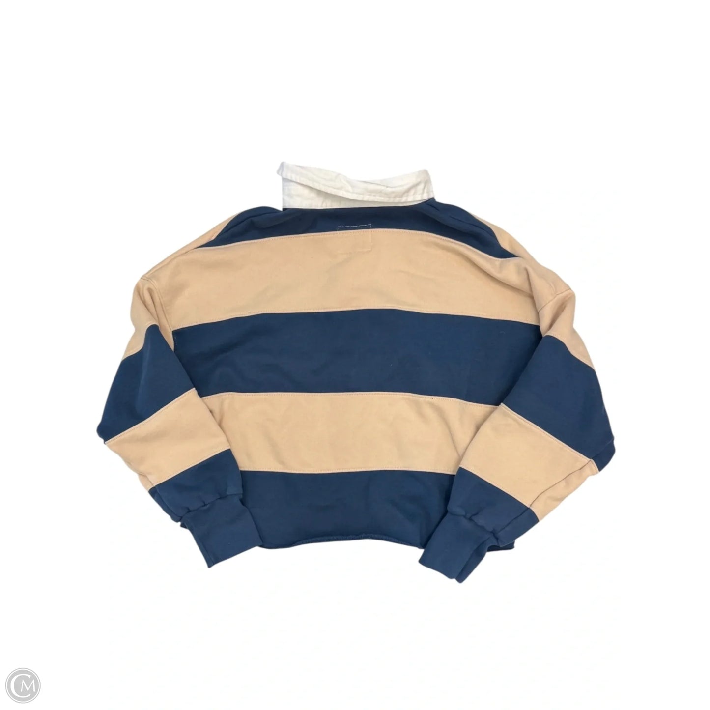 Sweatshirt Collar By Abercrombie And Fitch In Blue & Cream, Size: S
