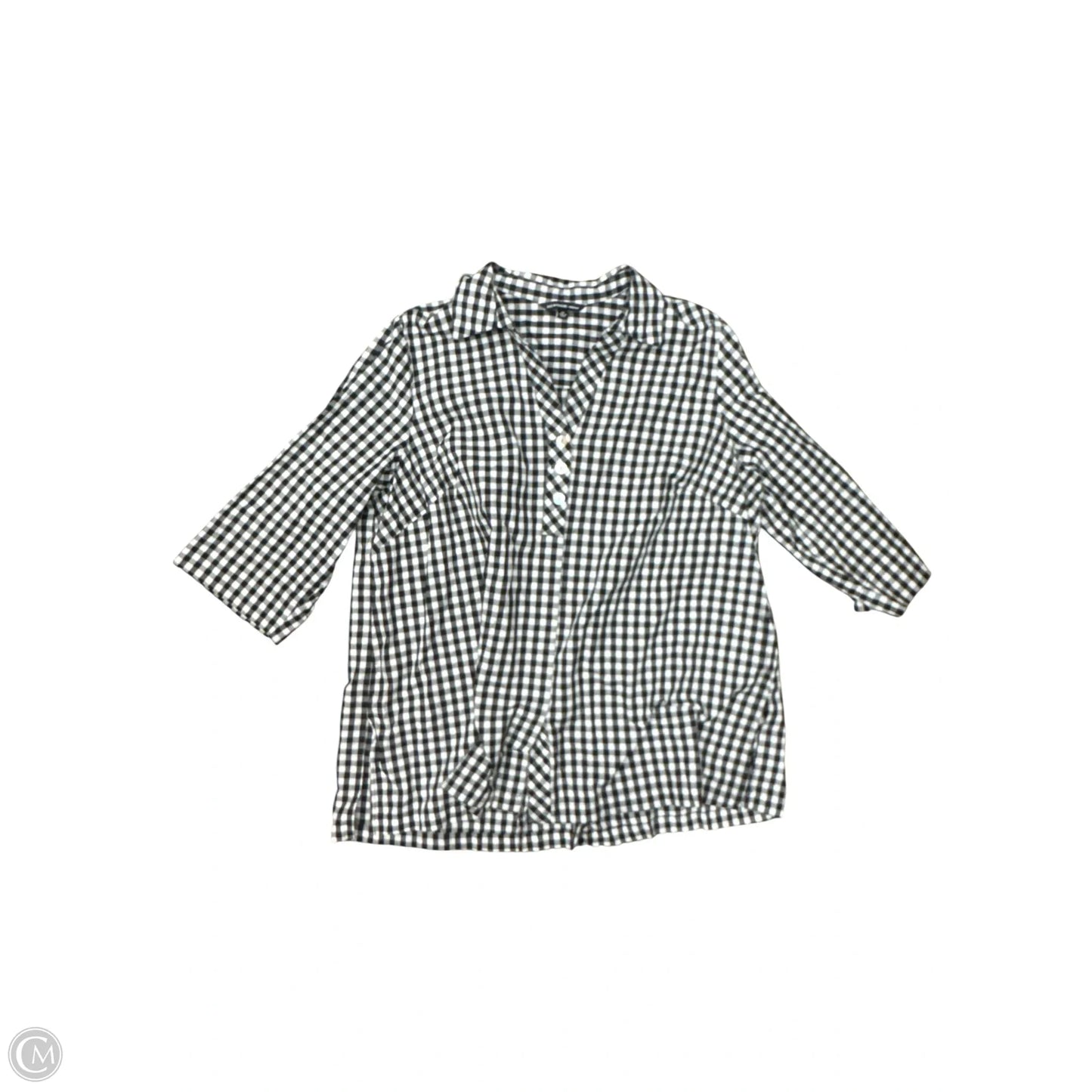 Top Long Sleeve By Zac And Rachel In Black & White, Size: 2x