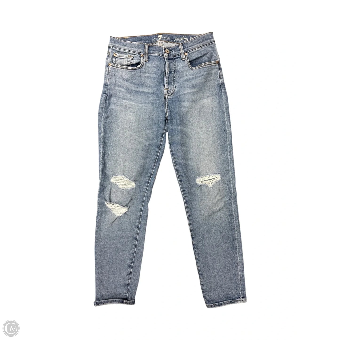 Jeans Skinny By 7 For All Mankind In Blue Denim, Size: 4