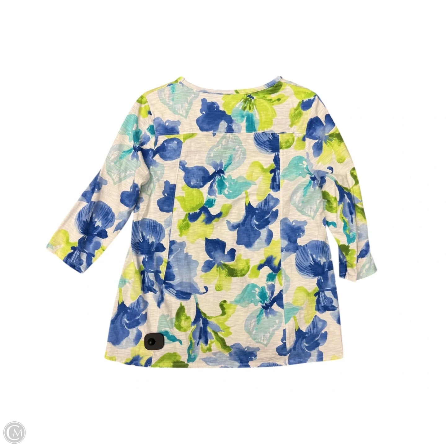 Tunic 3/4 Sleeve By Chicos In Blue & Green, Size: 1x