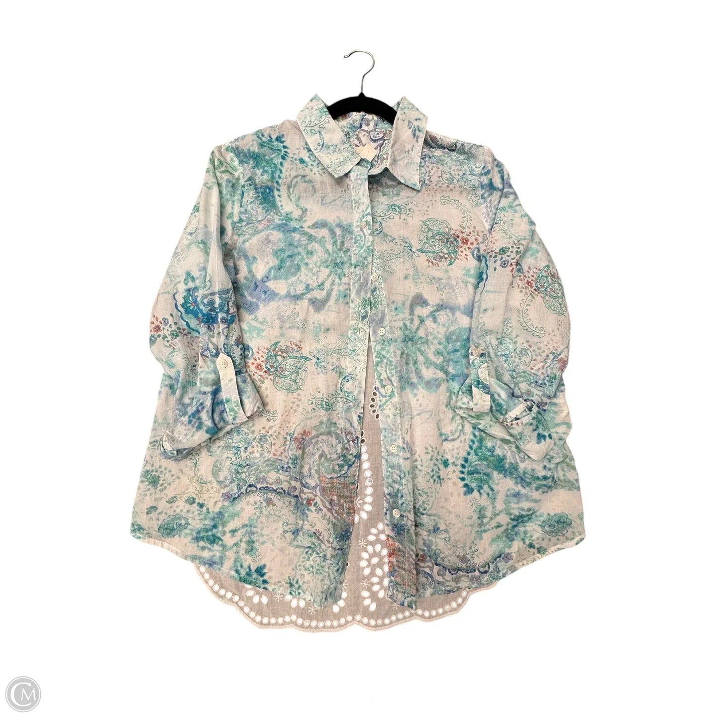 Top 3/4 Sleeve By Chicos In Blue, Size: M