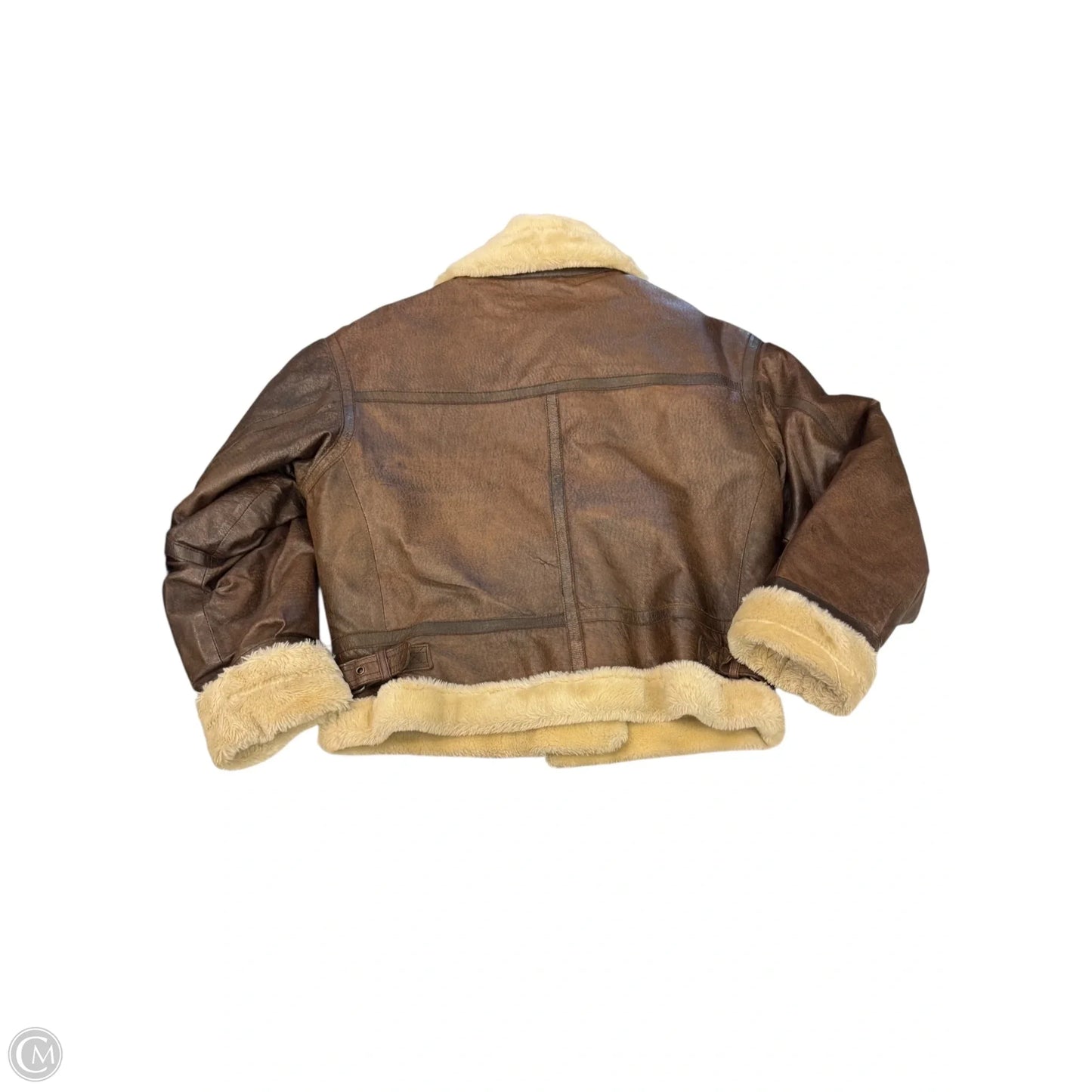 Jacket Leather By New York Style In Brown & Cream, Size: S