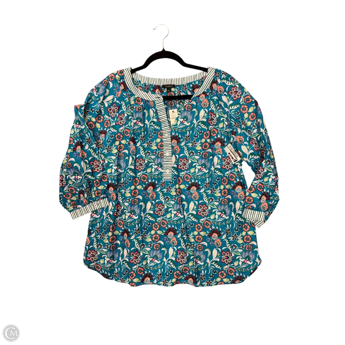 Top 3/4 Sleeve By Talbots In Blue, Size: L