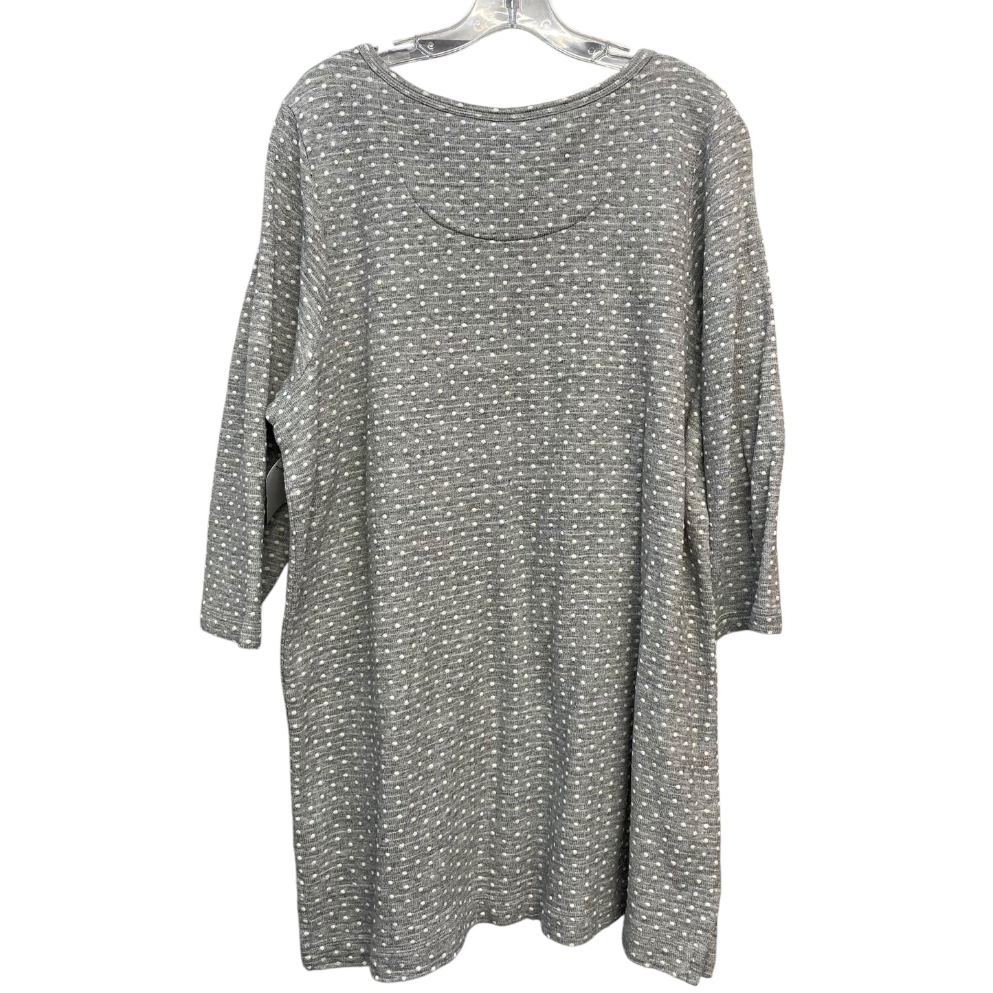Top 3/4 Sleeve By Lands End In Grey & White, Size:2X