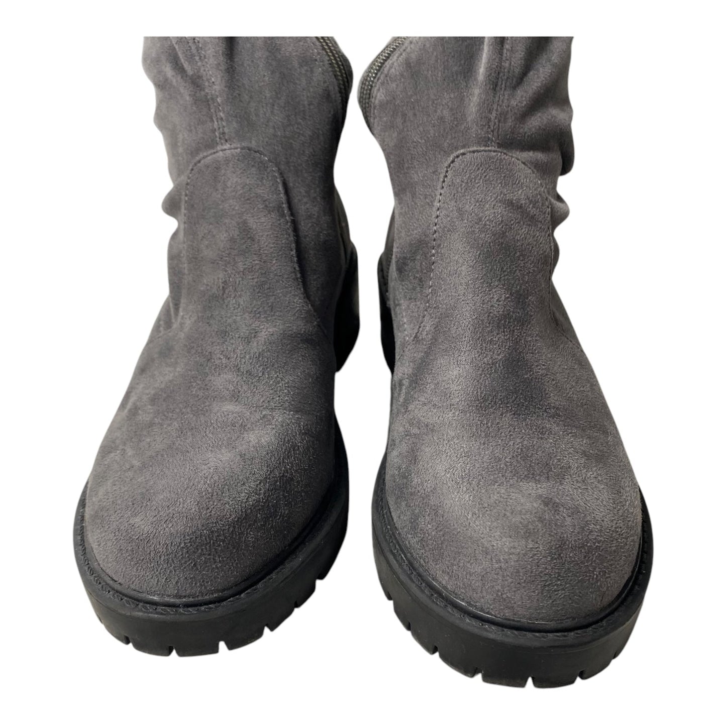 Boots Knee Flats By Clothes Mentor In Grey, Size:8