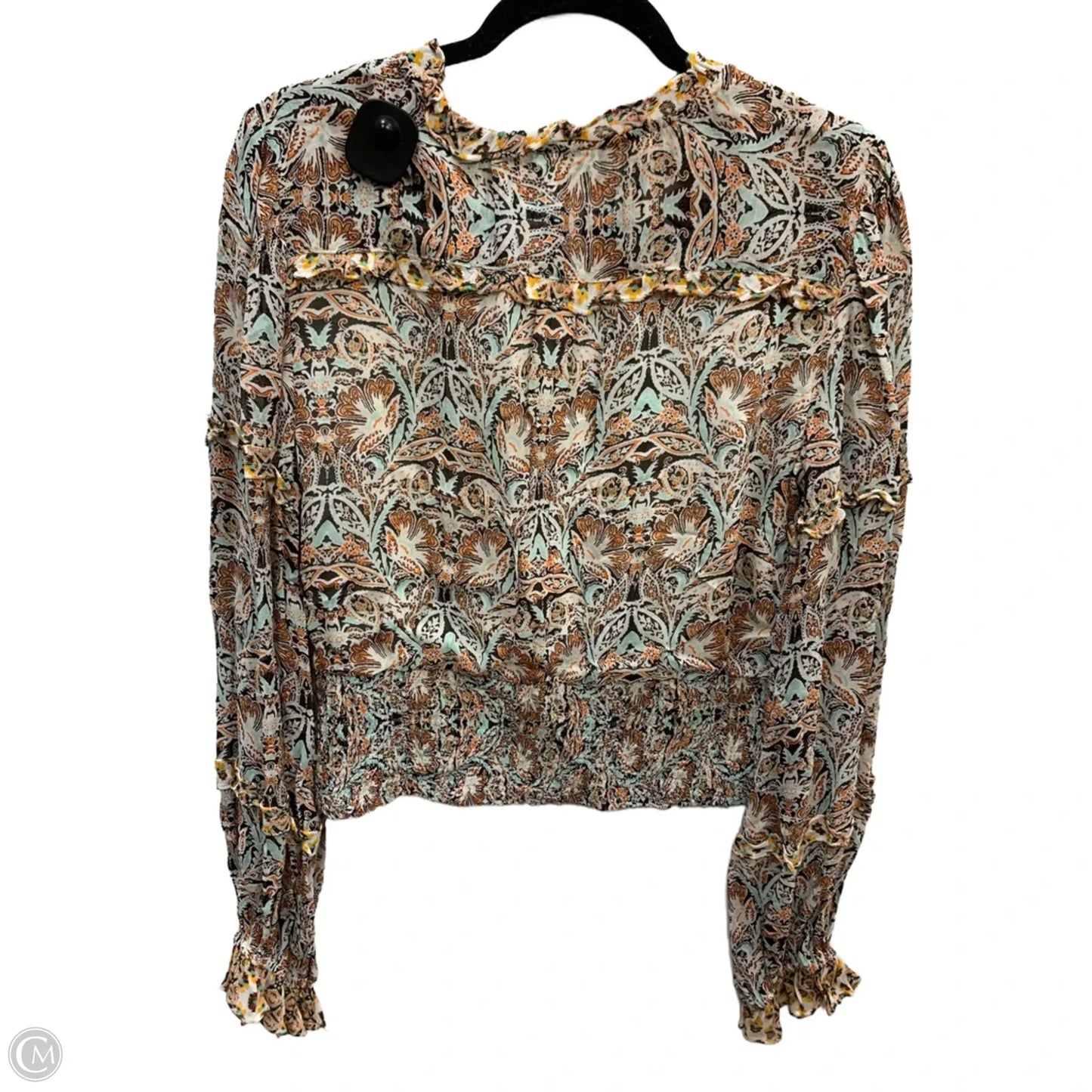 Blouse Long Sleeve By Anthropologie In Blue & Orange, Size: M