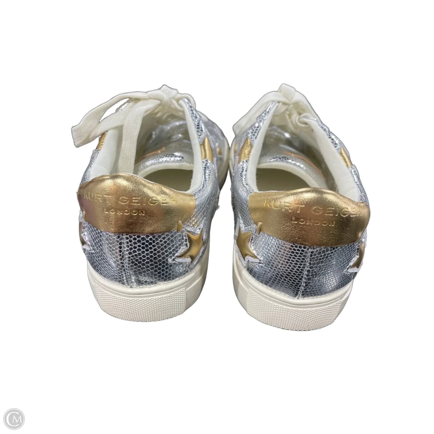 Shoes Sneakers By Kurt Geiger London In Gold & Silver, Size: 6.5