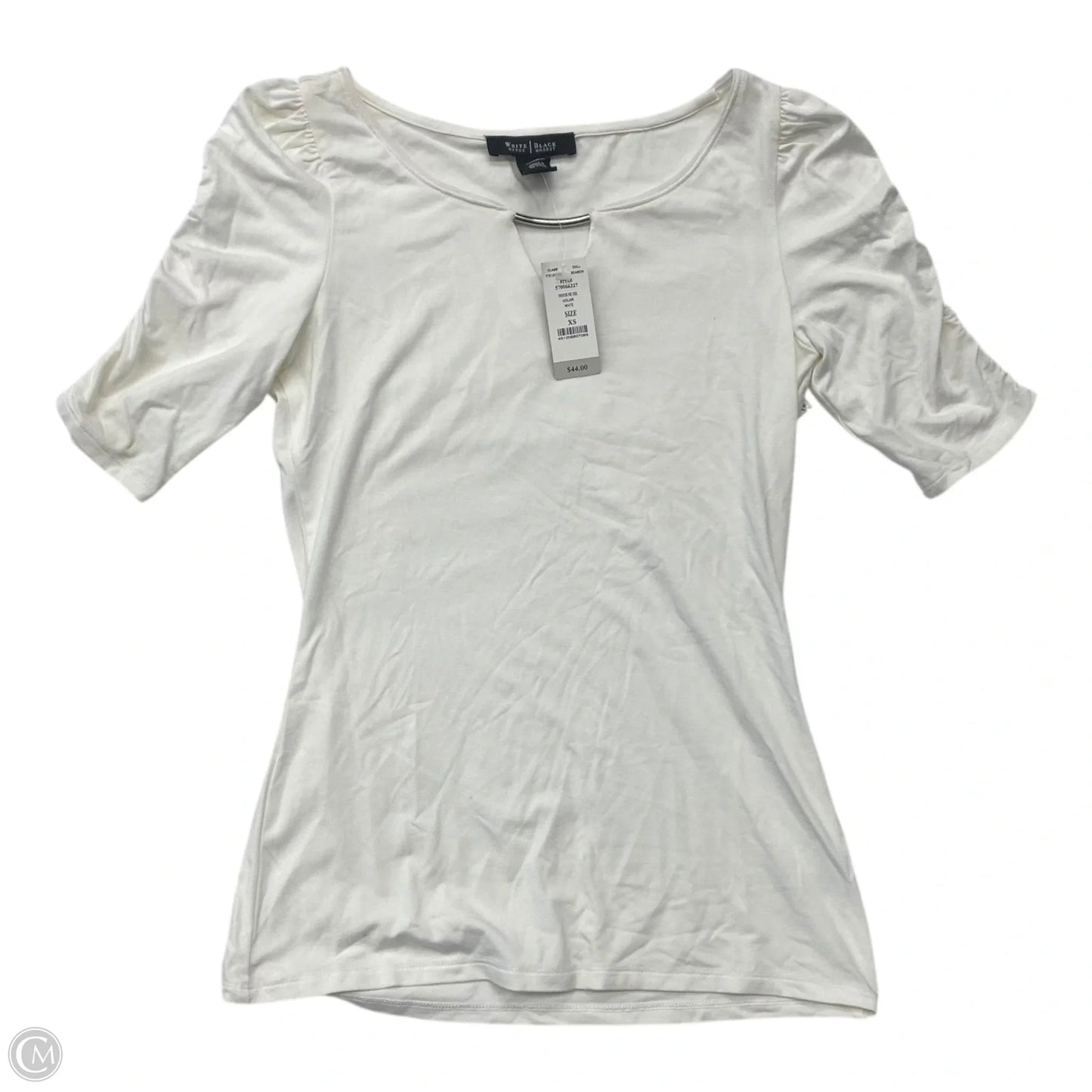 Top Short Sleeve By White House Black Market In Cream, Size: Xs