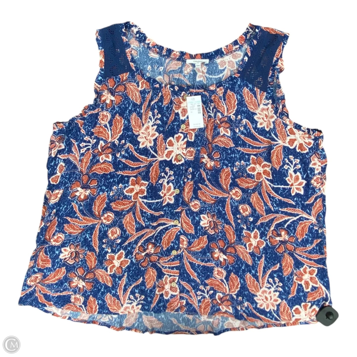 Top Sleeveless By Maurices In Blue & Red, Size: 1x