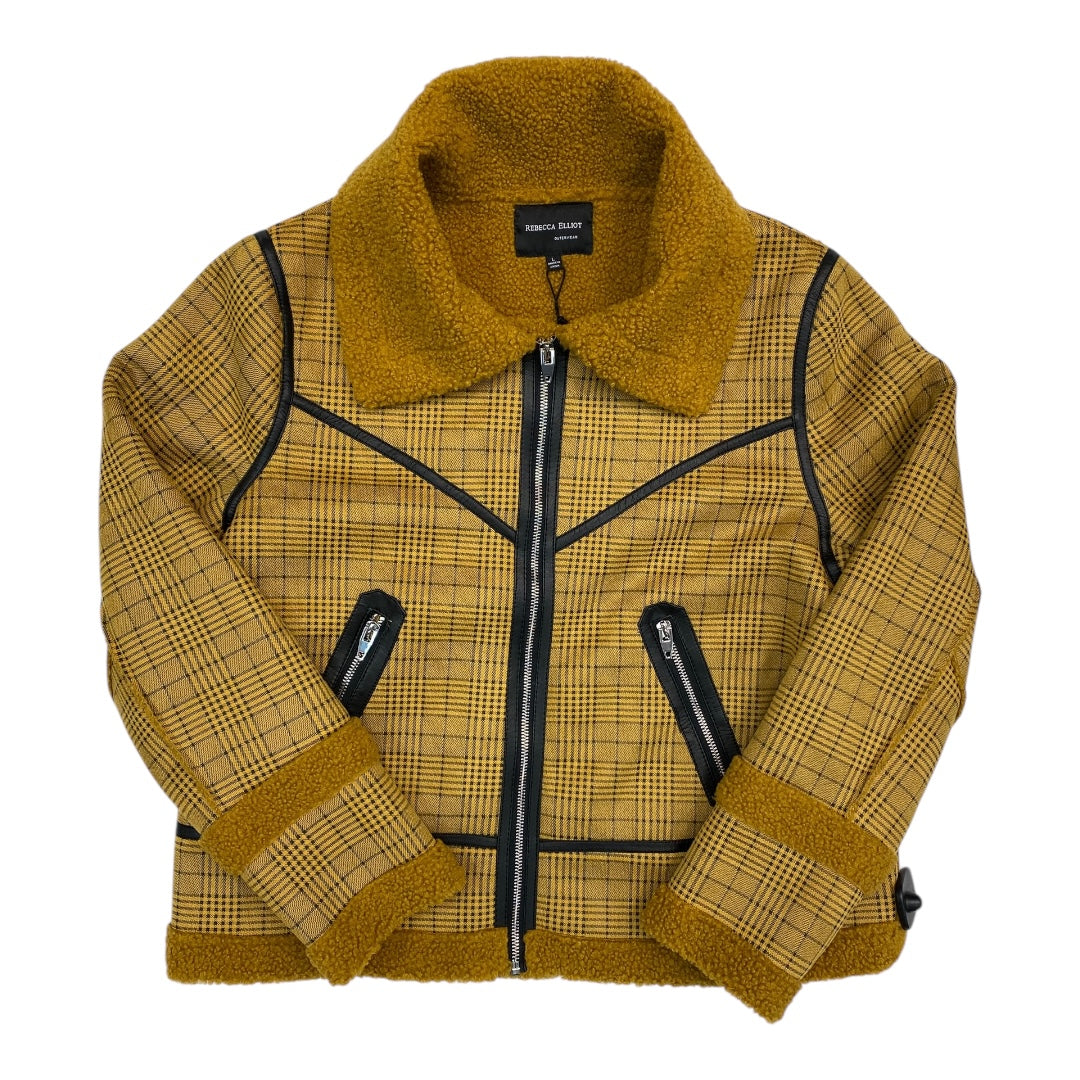 Jacket Faux Fur & Sherpa By REBECCA ELLIOT In Black & Yellow, Size:L