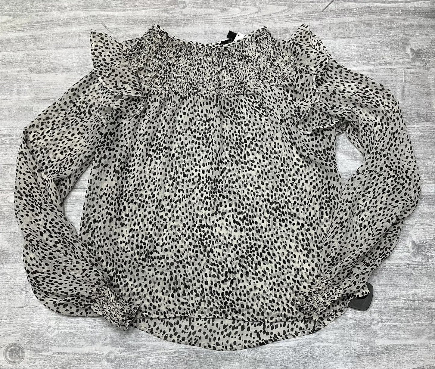Top Long Sleeve By Express In Polkadot Pattern, Size: M