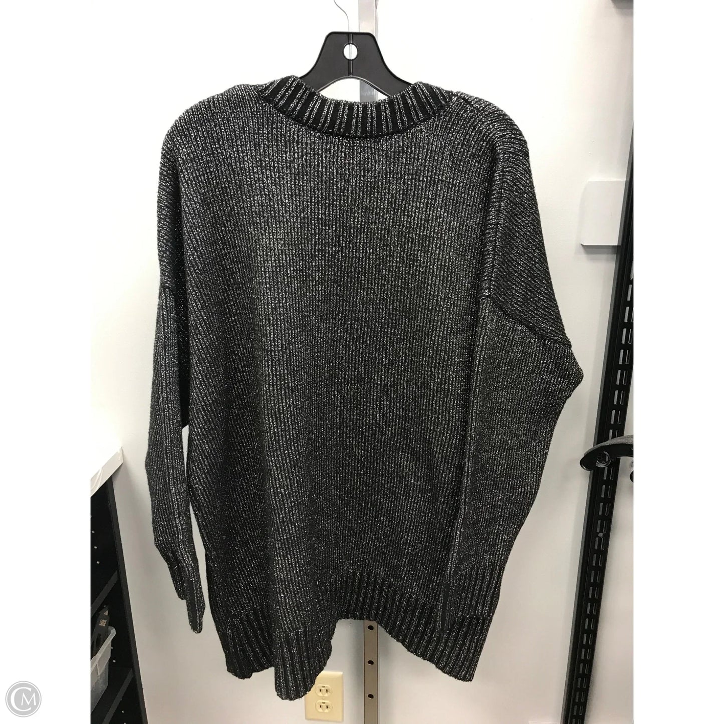 Sweater Cardigan By Torrid In Black & Silver, Size: 1x