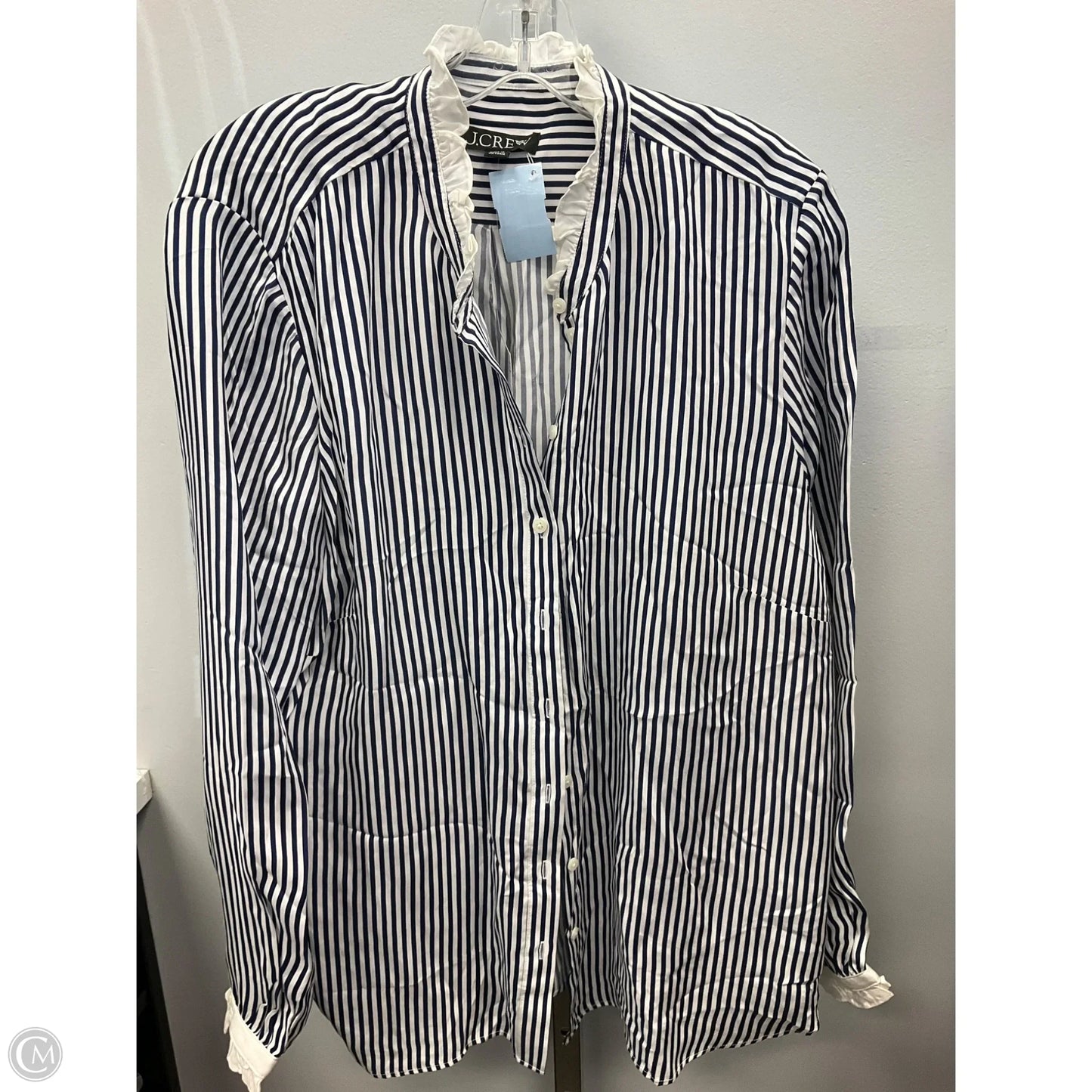 Top Long Sleeve By J. Crew In Blue & White, Size: Xxl