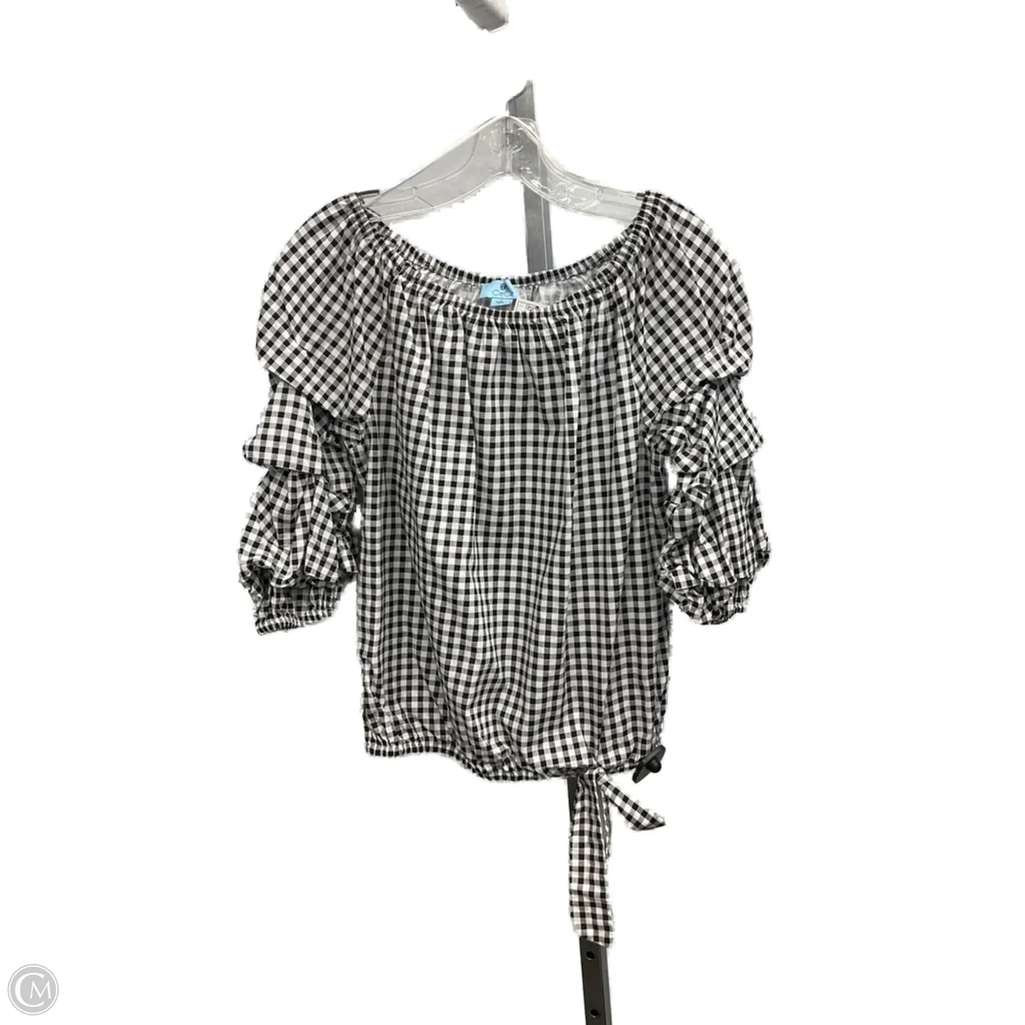 Top Short Sleeve By Cece In Checkered Pattern, Size: S