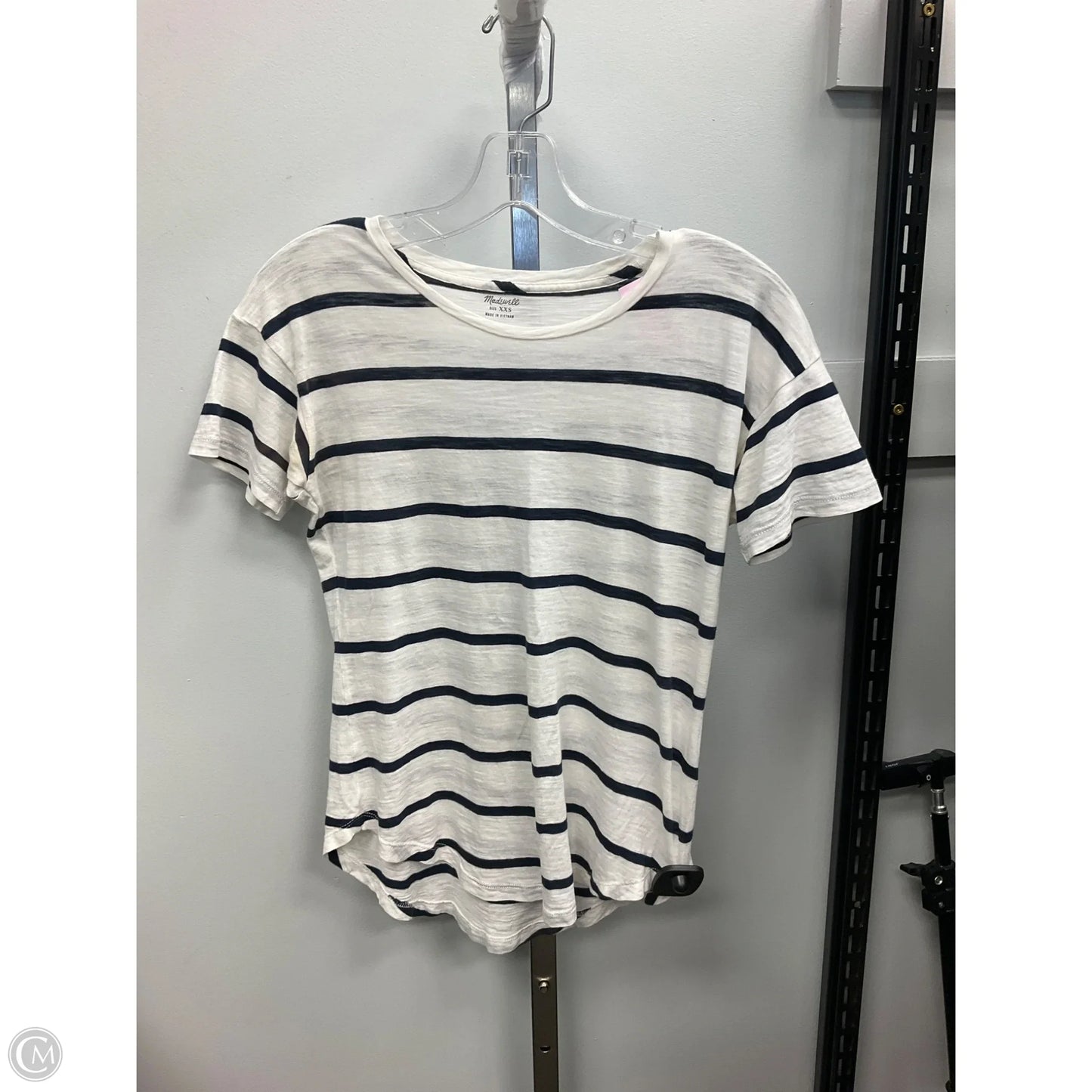 Top Short Sleeve By Madewell In Striped Pattern, Size: Xxs