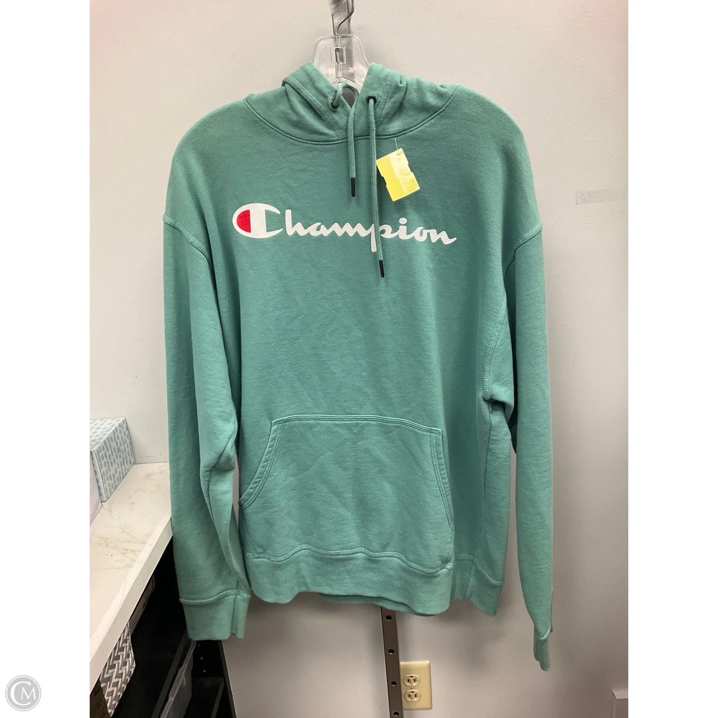 Sweatshirt Hoodie By Champion In Green, Size: L