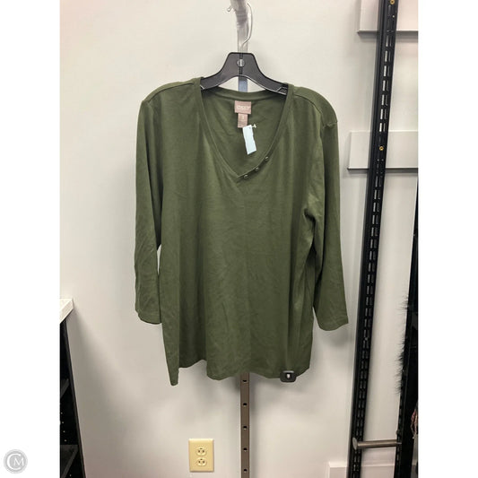 Top 3/4 Sleeve Basic By Chicos In Green, Size: Xl