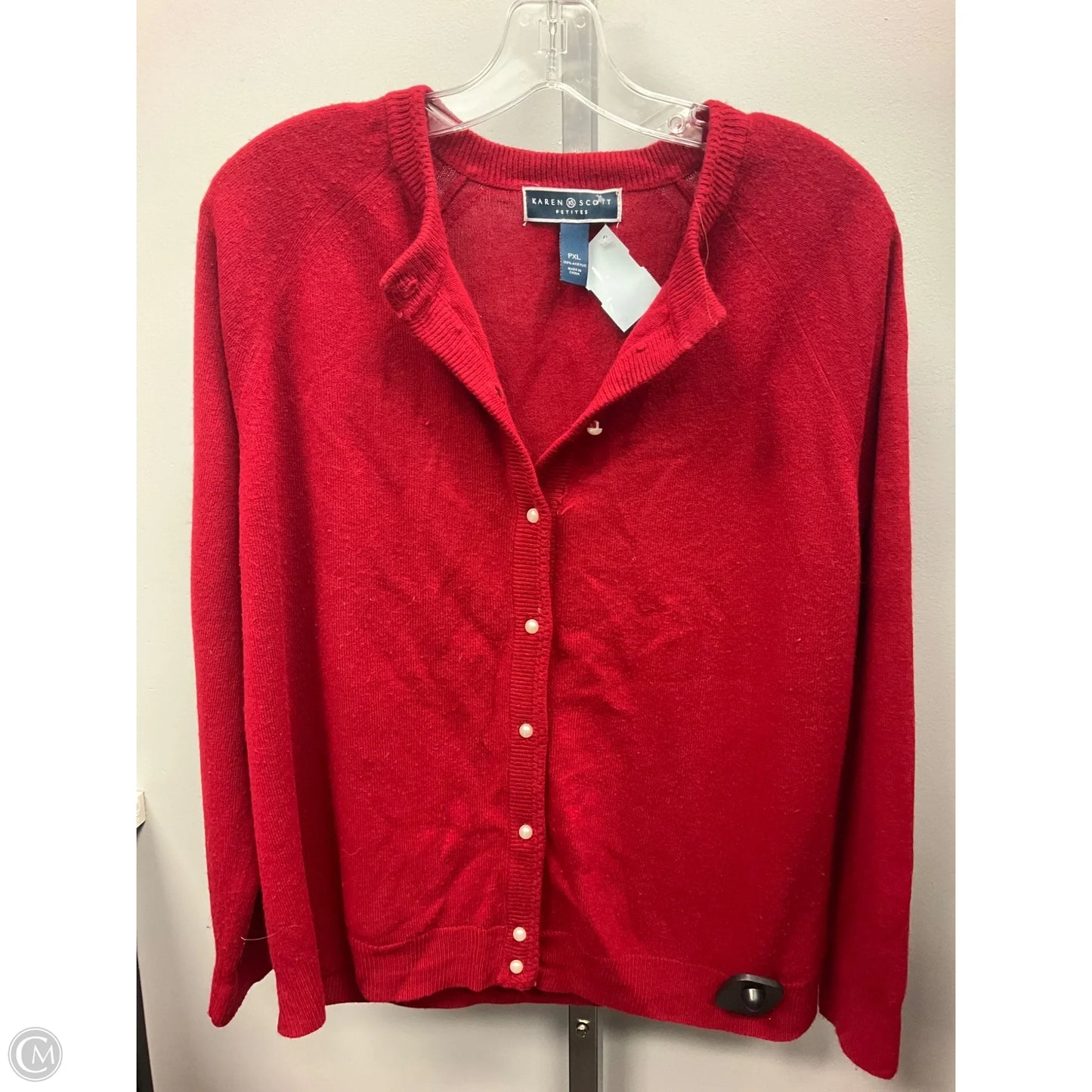 Sweater Cardigan By Karen Scott In Red, Size: Xlp