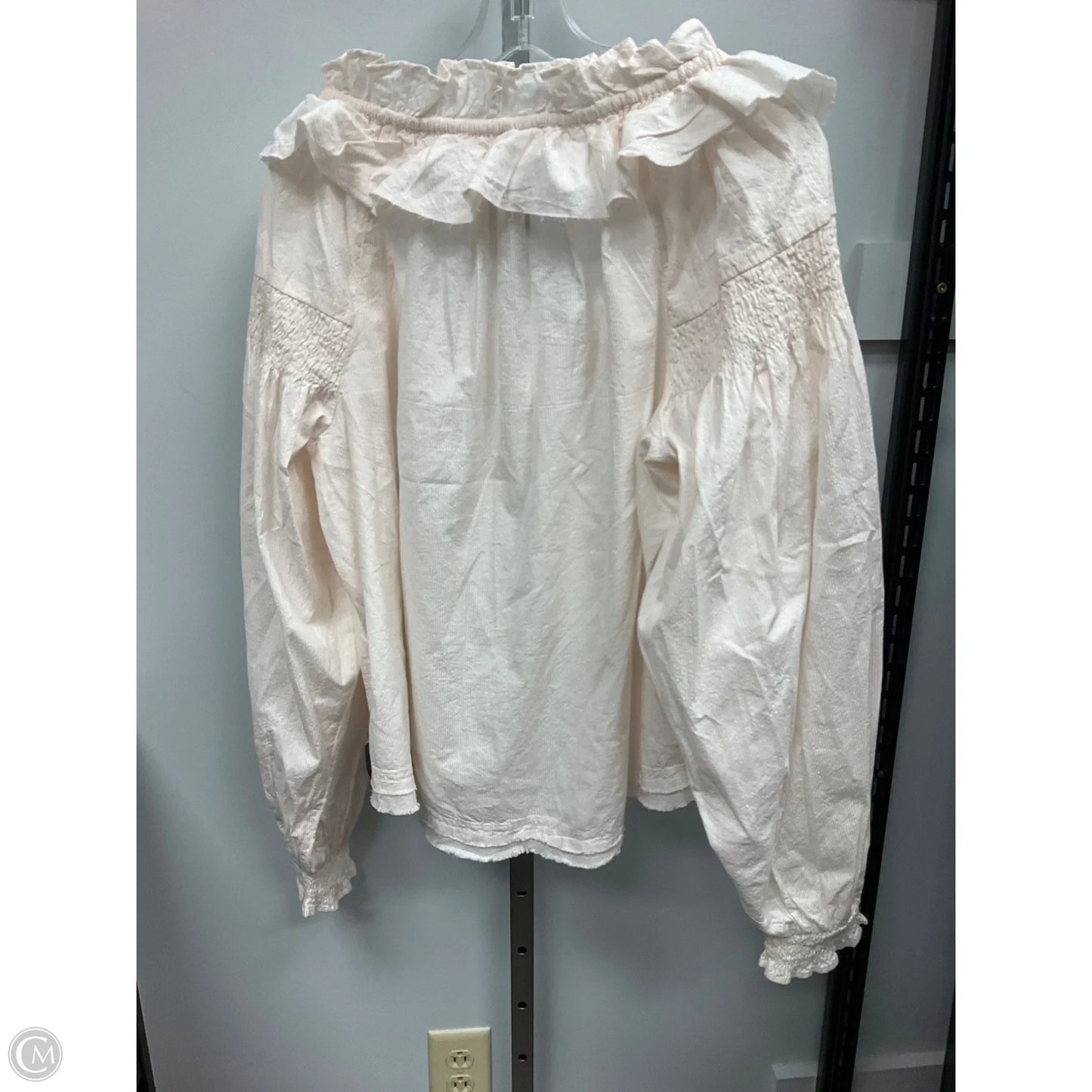 Top Long Sleeve By Anthropologie In Cream, Size: L