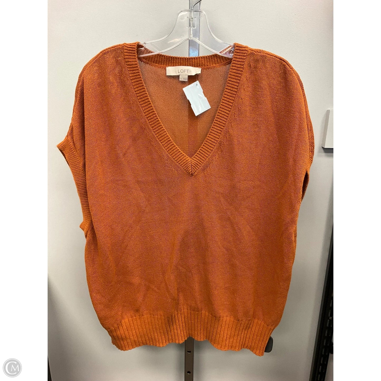 Vest Sweater By Loft In Orange, Size: Xl