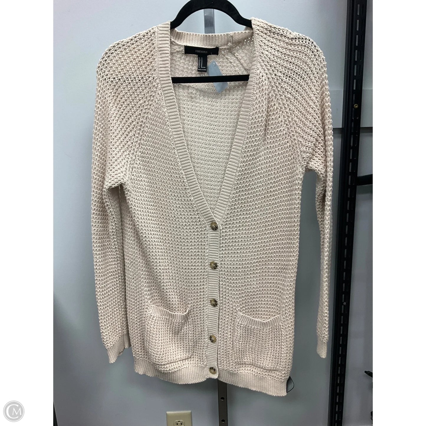 Sweater Cardigan By Forever 21 In Beige, Size: M