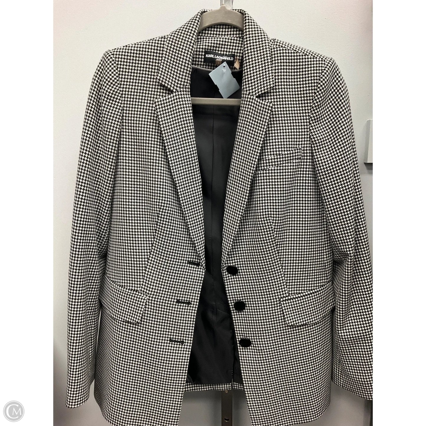 Blazer Designer By Karl Lagerfeld In Black & White, Size: 4