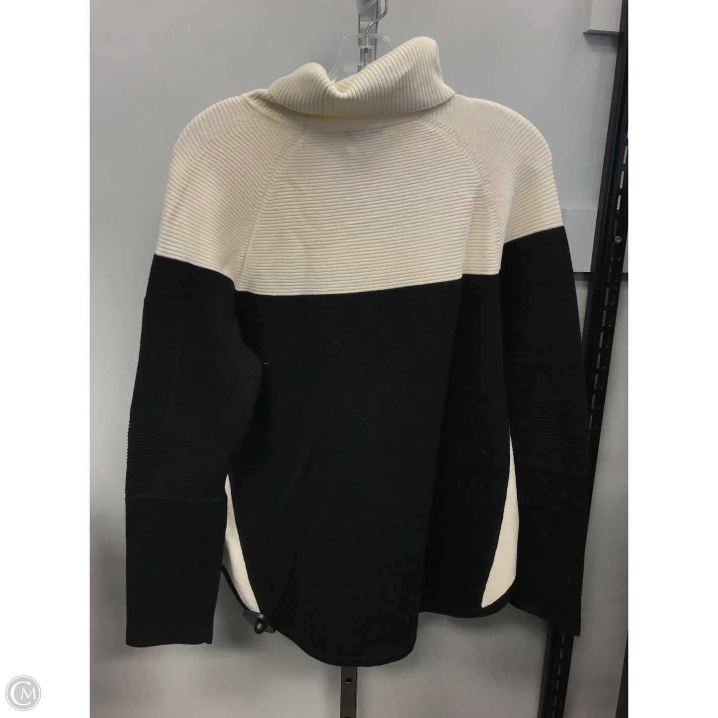 Sweater By Talbots In Black & Cream, Size: L