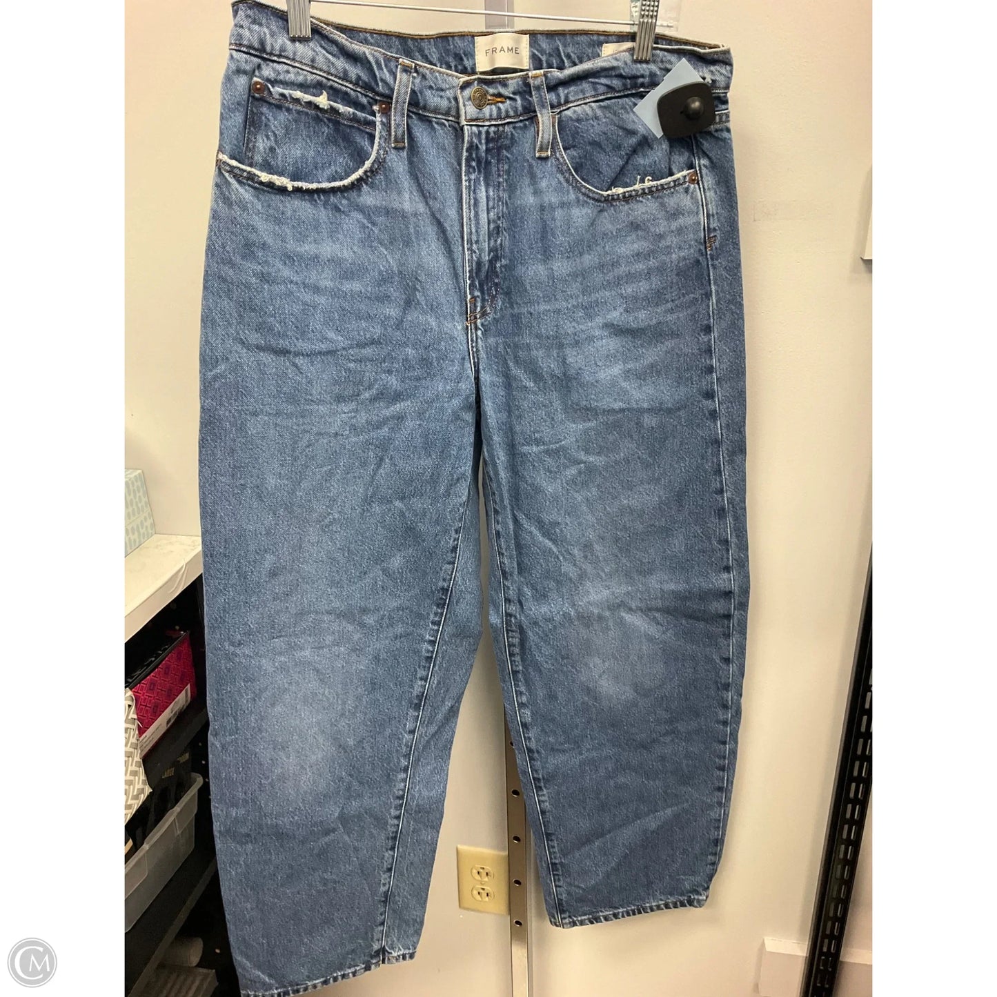 Jeans Wide Leg By Frame In Blue Denim, Size: 8