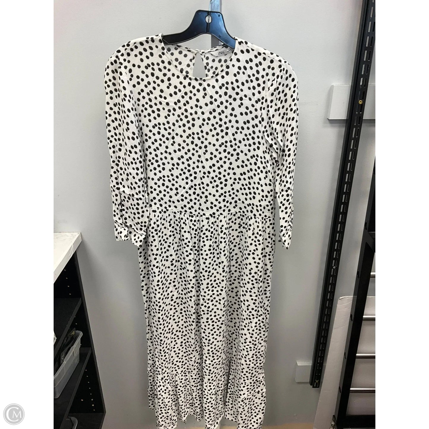 Dress Casual Midi By Zara In Polkadot Pattern, Size: Xs