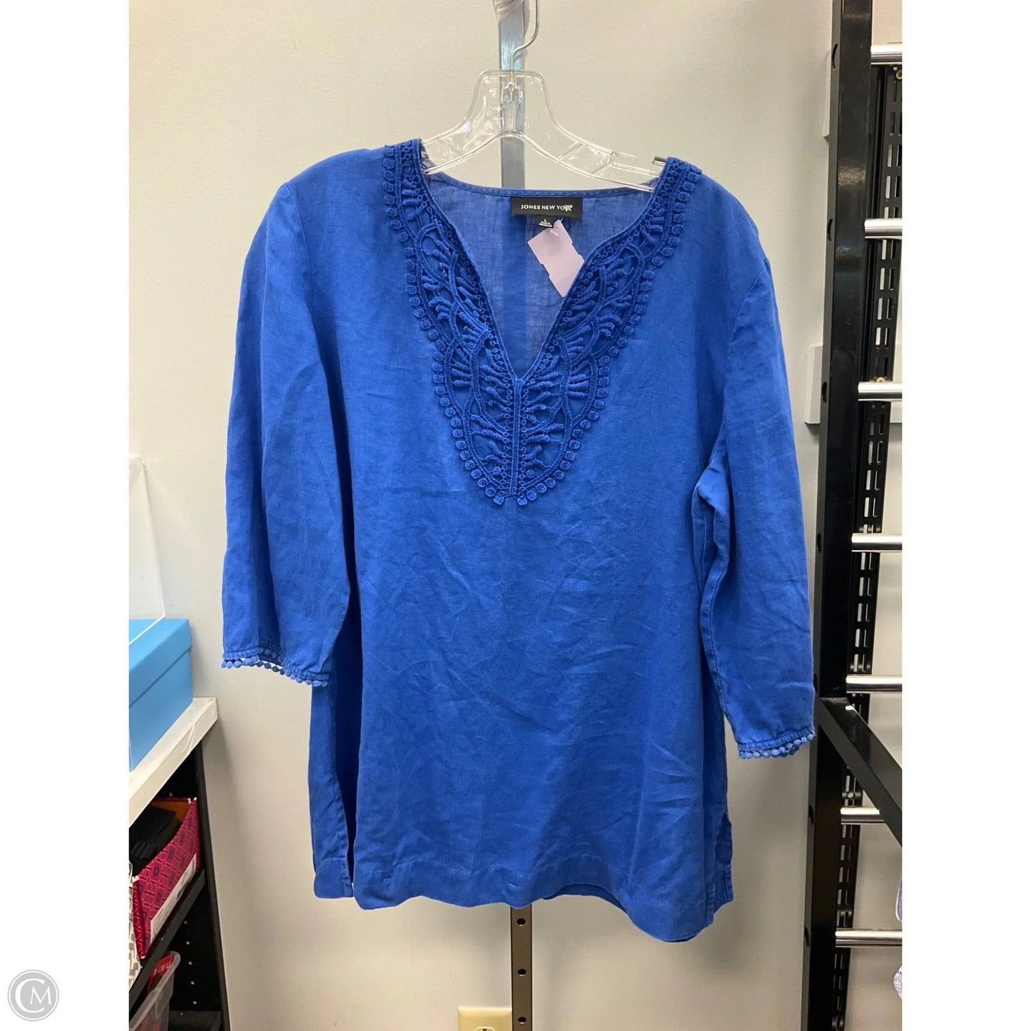 Tunic 3/4 Sleeve By Jones New York In Blue, Size: L