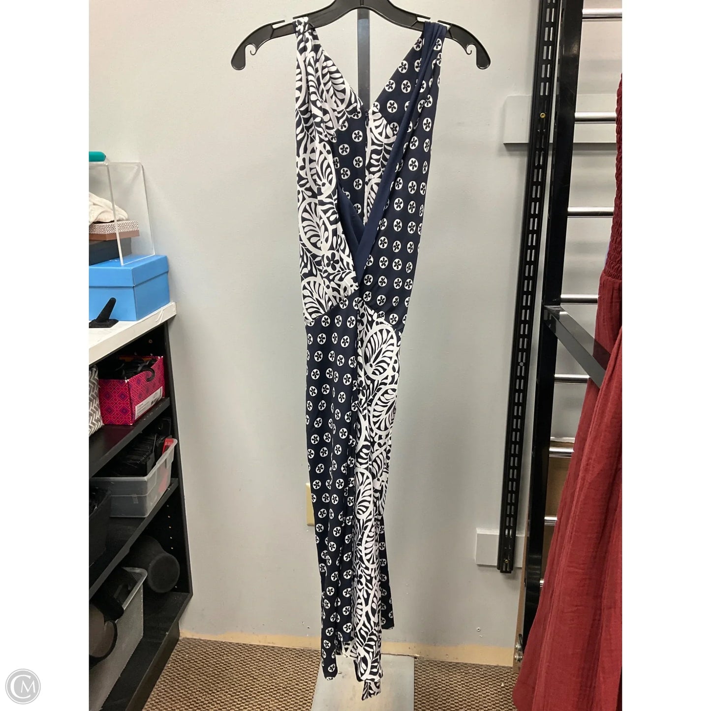 Dress Casual Midi By Ann Taylor In Blue & White, Size: 14